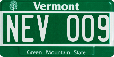 VT license plate NEV009