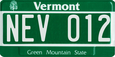 VT license plate NEV012