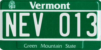VT license plate NEV013