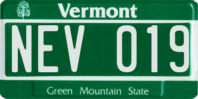 VT license plate NEV019
