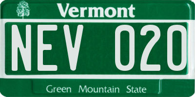 VT license plate NEV020
