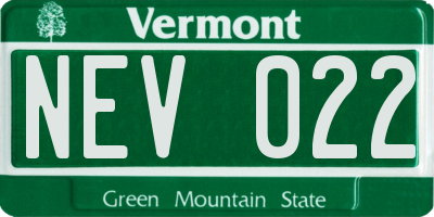 VT license plate NEV022