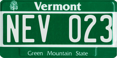 VT license plate NEV023