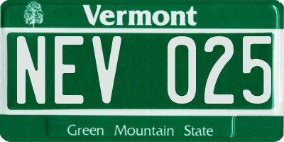 VT license plate NEV025