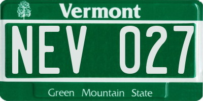 VT license plate NEV027