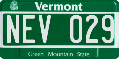 VT license plate NEV029