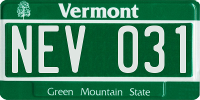 VT license plate NEV031