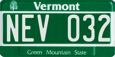 VT license plate NEV032