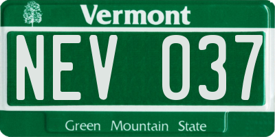 VT license plate NEV037
