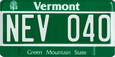 VT license plate NEV040