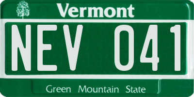 VT license plate NEV041