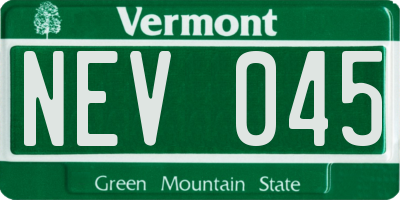VT license plate NEV045