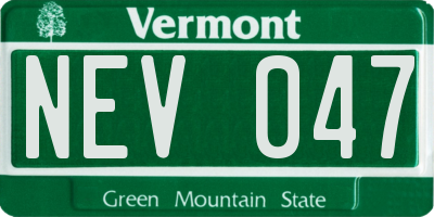 VT license plate NEV047