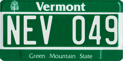 VT license plate NEV049