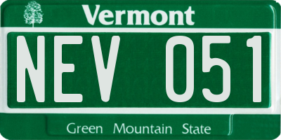 VT license plate NEV051