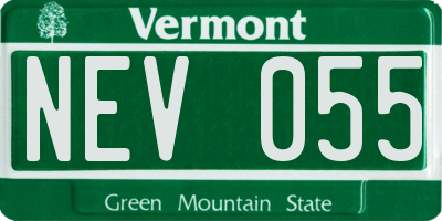 VT license plate NEV055