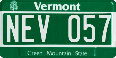 VT license plate NEV057