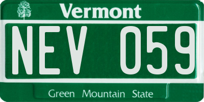 VT license plate NEV059