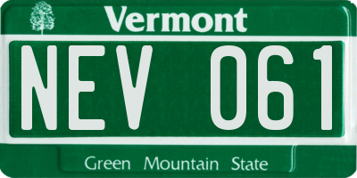 VT license plate NEV061