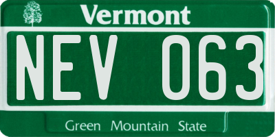 VT license plate NEV063