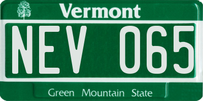 VT license plate NEV065