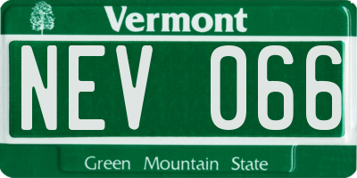 VT license plate NEV066