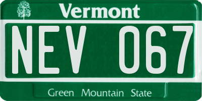 VT license plate NEV067