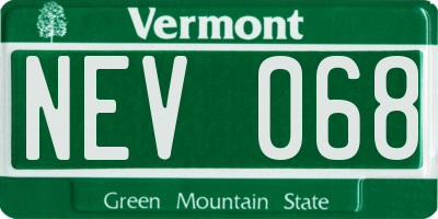 VT license plate NEV068