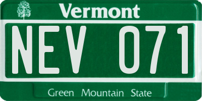 VT license plate NEV071