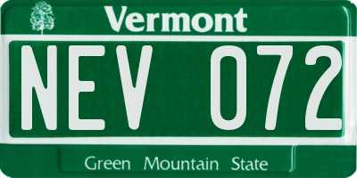 VT license plate NEV072
