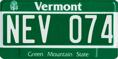VT license plate NEV074
