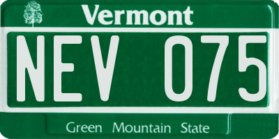 VT license plate NEV075