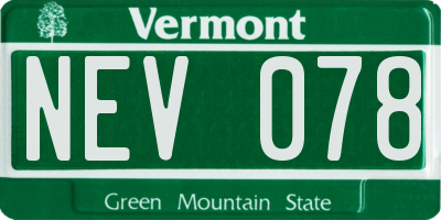 VT license plate NEV078