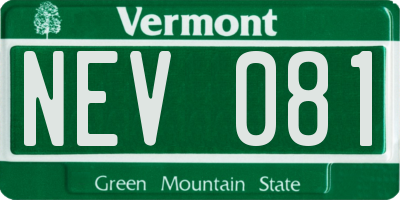 VT license plate NEV081