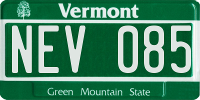 VT license plate NEV085