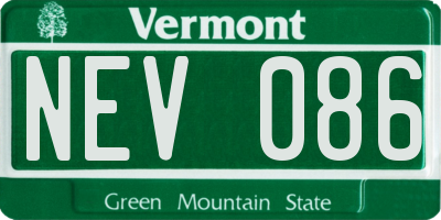 VT license plate NEV086