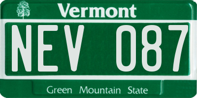 VT license plate NEV087