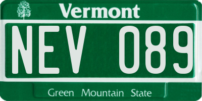 VT license plate NEV089