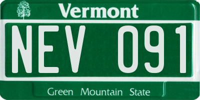 VT license plate NEV091