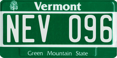 VT license plate NEV096