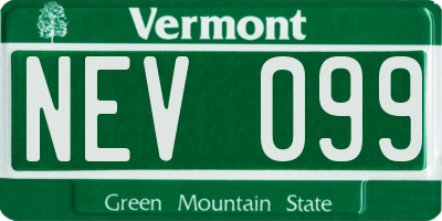 VT license plate NEV099