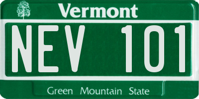 VT license plate NEV101