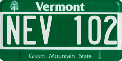 VT license plate NEV102