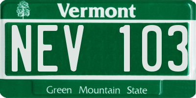 VT license plate NEV103