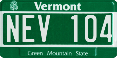 VT license plate NEV104