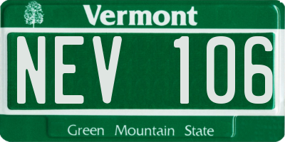 VT license plate NEV106
