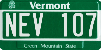 VT license plate NEV107