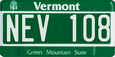VT license plate NEV108