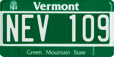 VT license plate NEV109