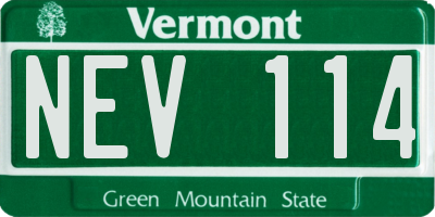 VT license plate NEV114